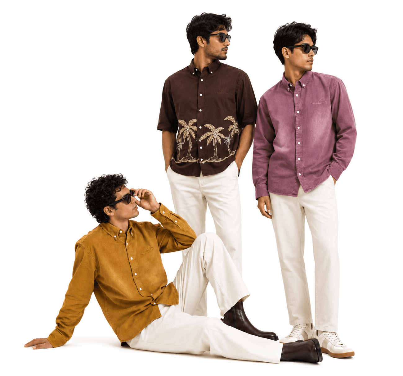 Three models wearing Kevento shirts